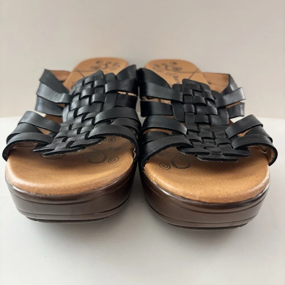 Bare Traps Women's Dillian Sandals Size 6.5 Medium Black Woven‎ Boho Hippie